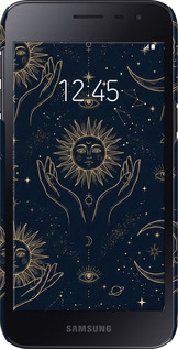3D пластиковый матовый чехол Celestial Harmony: Sun & Moon Gold Mystic Pattern для Samsung Galaxy J2 Core - 6778m-1565 изображение 