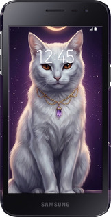 3D пластиковий матовий чехол Mystic White Cat Gothic Dark Purple Gold для Samsung Galaxy J2 Core - 6805m-1565 изображение 