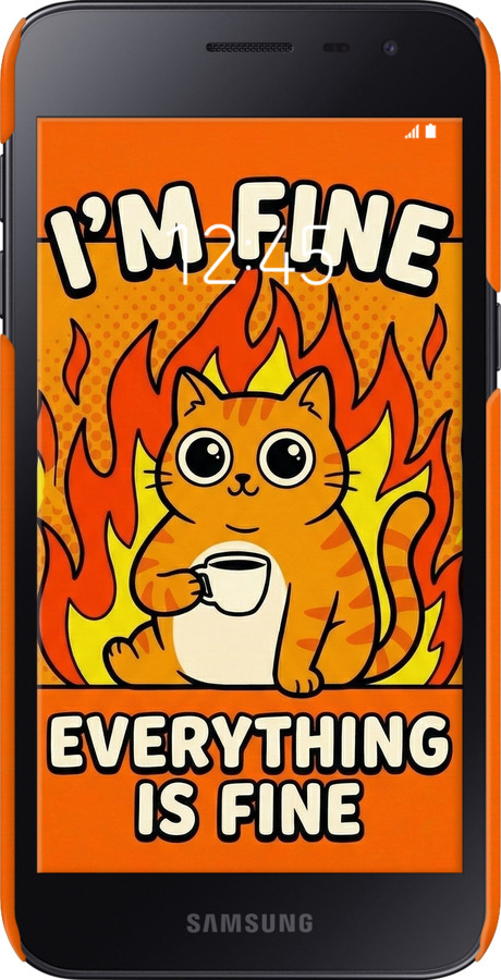 3D пластиковий матовий чехол Funny Cat для Samsung Galaxy J2 Core - 6786m-1565 изображение 