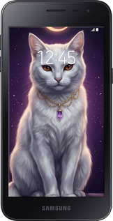 Силіконовий чехол Mystic White Cat Gothic Dark Purple Gold для Samsung Galaxy J2 Core - 6805u-1565 изображение 