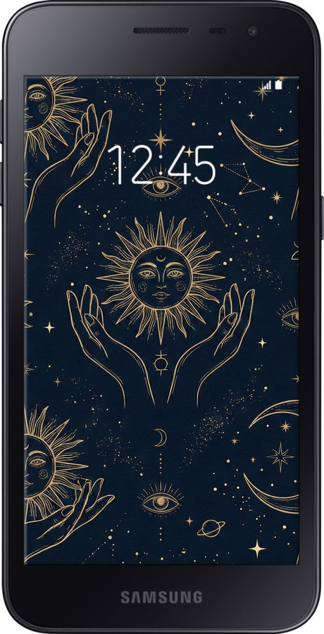 Силіконовий чехол Celestial Harmony: Sun & Moon Gold Mystic Pattern для Samsung Galaxy J2 Core - 6778u-1565 изображение 