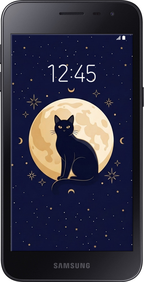 Силиконовый чехол Cute Cat Celestial/Witchy для Samsung Galaxy J2 Core - 6787u-1565 изображение 