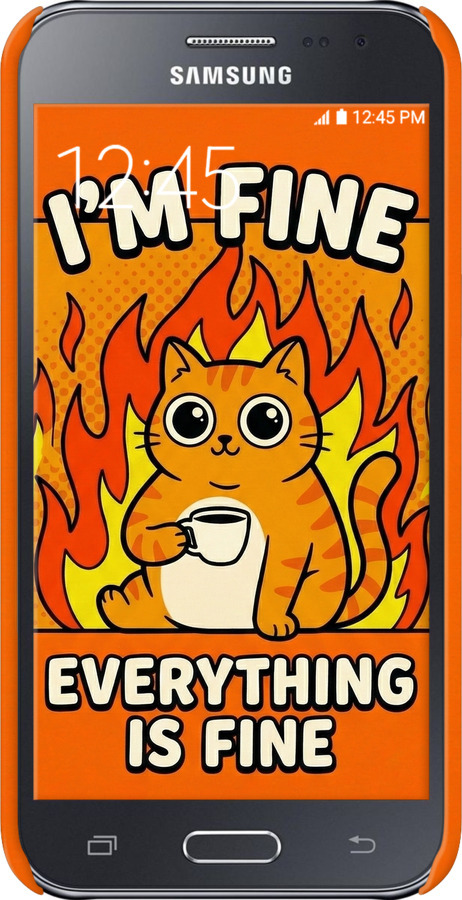 3D пластиковый матовый чехол Funny Cat для Samsung Galaxy J2 J200H - 6786m-190 изображение 