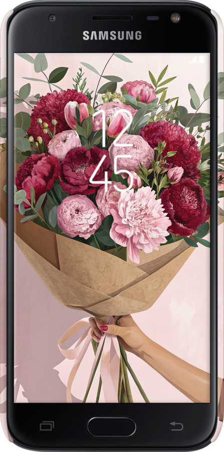 3D пластиковый глянцевый чехол Пионы 1 для Samsung Galaxy J3 (2017) - 6705c-650 изображение 