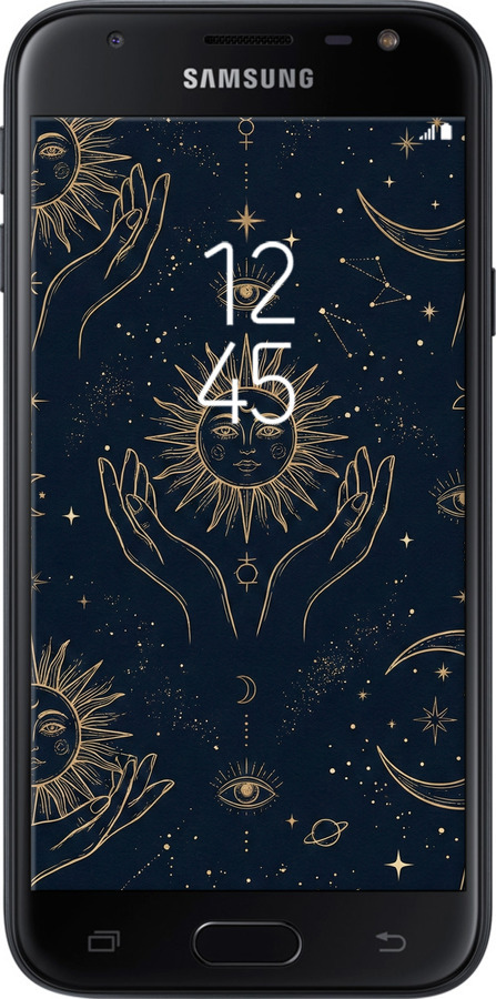 Силиконовый чехол Celestial Harmony: Sun & Moon Gold Mystic Pattern для Samsung Galaxy J3 (2017) - 6778u-650 изображение 