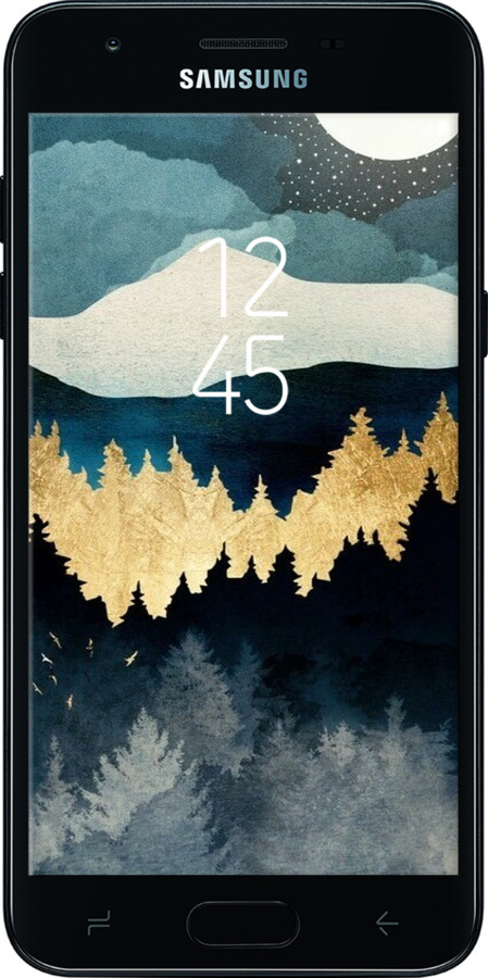 Силіконовий чехол Нічний краєвид з лісом та горами для Samsung Galaxy J3 2018 - 6493u-1501 изображение 