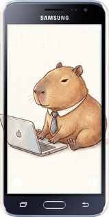 3D пластиковый матовый чехол Funny Capybara CEO Working для Samsung Galaxy J3 Duos (2016) J320H - 6777m-265 изображение 