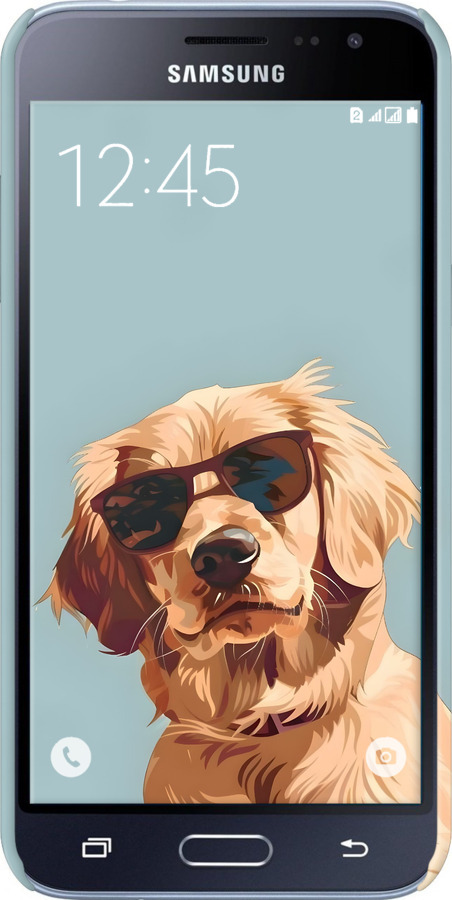 3D пластиковый матовый чехол Пес в очках для Samsung Galaxy J3 Duos (2016) J320H - 6381m-265 изображение 