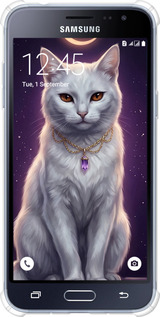 Силикон с усиленными углами чехол Mystic White Cat Gothic Dark Purple Gold для Samsung Galaxy J3 Duos (2016) J320H - 6805sp-265 изображение 