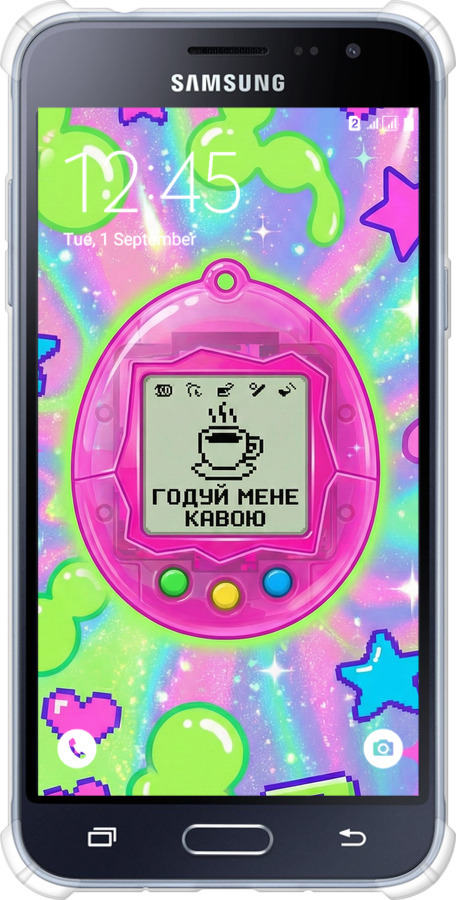 Силикон с усиленными углами чехол Y2K Aesthetic Retro Pet: Годуй мене кавою для Samsung Galaxy J3 Duos (2016) J320H - 6784sp-265 изображение 