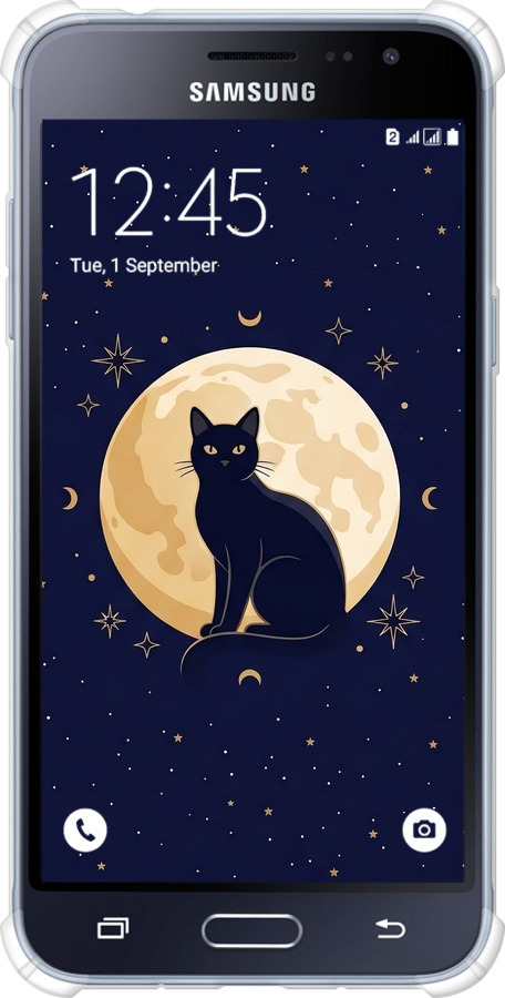 Силикон с усиленными углами чехол Cute Cat Celestial/Witchy для Samsung Galaxy J3 Duos (2016) J320H - 6787sp-265 изображение 