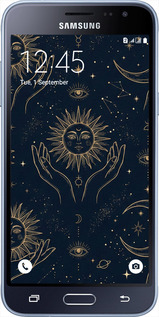 2D пластиковий чехол Celestial Harmony: Sun & Moon Gold Mystic Pattern для Samsung Galaxy J3 Duos (2016) J320H - 6778t-265 изображение 