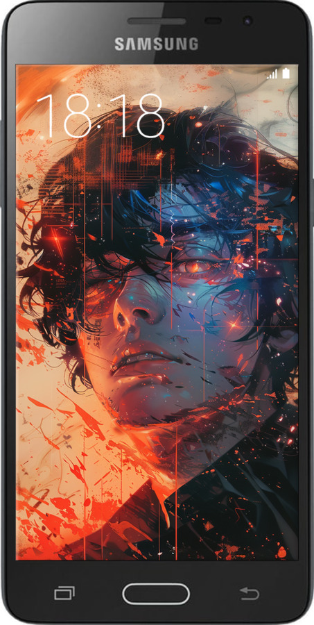 Силиконовый чехол Лицо в пламени для Samsung Galaxy J3 Pro - 6127u-840 изображение 