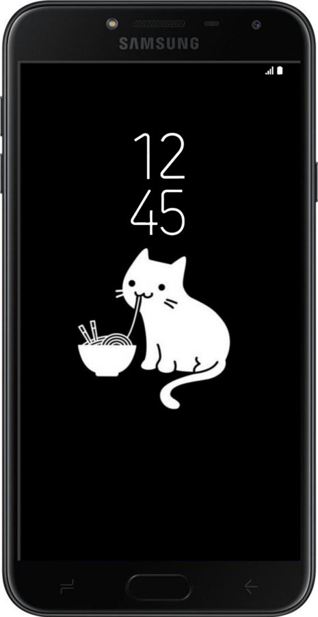 TPU чехол С милым котом на черном фоне для Samsung Galaxy J4 2018 - 6528b-1487 изображение 