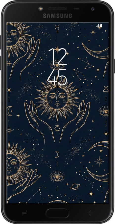 TPU чехол Celestial Harmony: Sun & Moon Gold Mystic Pattern для Samsung Galaxy J4 2018 - 6778b-1487 изображение 