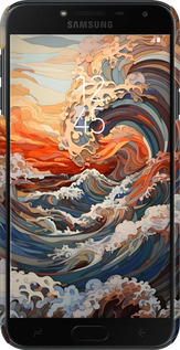 3D пластиковий матовий чехол Арт хвилі для Samsung Galaxy J4 2018 - 6324m-1487 изображение 