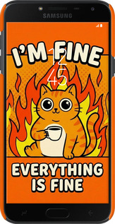 3D пластиковый матовый чехол Funny Cat для Samsung Galaxy J4 2018 - 6786m-1487 изображение 