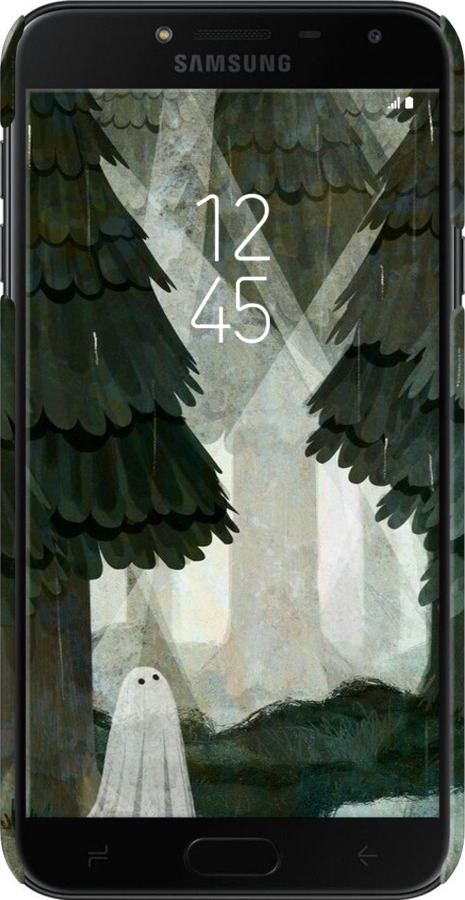 3D пластиковий матовий чехол Із зображенням соснового лісу та привида для Samsung Galaxy J4 2018 - 6420m-1487 изображение 