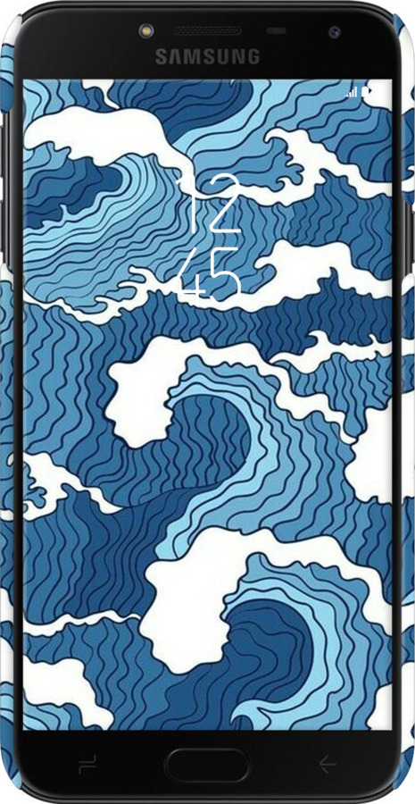 3D пластиковый матовый чехол Абстрактный рисунок морских волн для Samsung Galaxy J4 2018 - 6538m-1487 изображение 