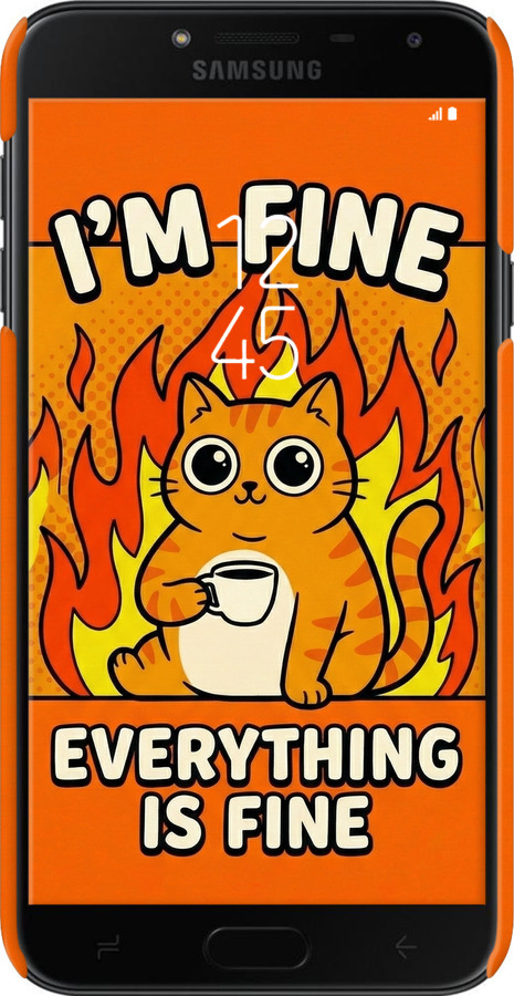 3D пластиковый матовый чехол Funny Cat для Samsung Galaxy J4 2018 - 6786m-1487 изображение 