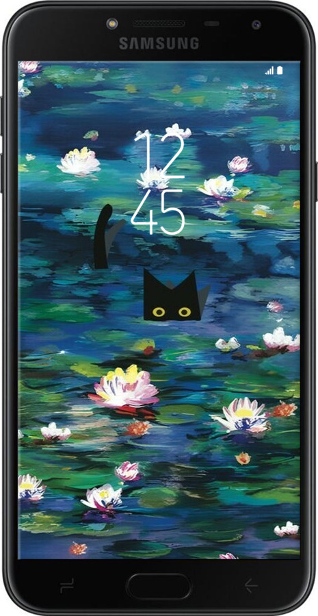 2D пластиковый чехол із зображенням водяних лілій та кішок для Samsung Galaxy J4 2018 - 6257t-1487 изображение 