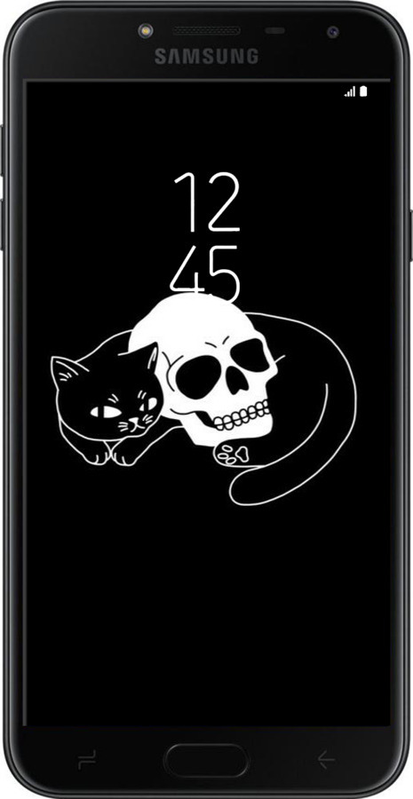 2D пластиковый чехол С изображением кота и черепа для Samsung Galaxy J4 2018 - 6491t-1487 изображение 