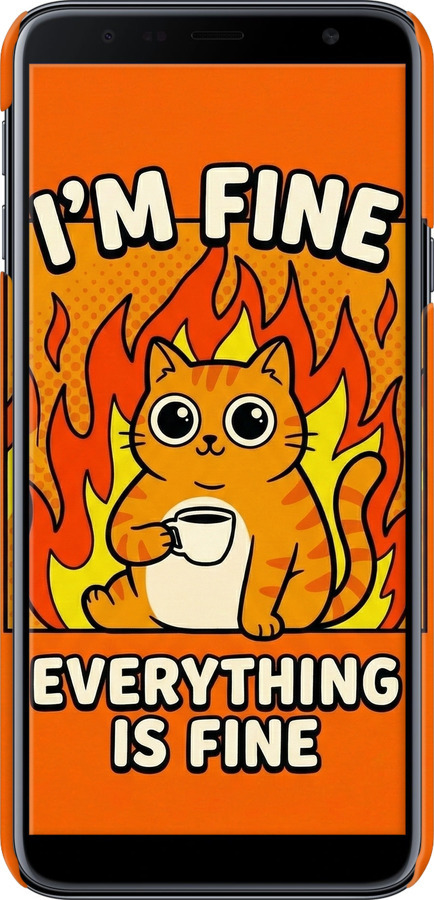 3D пластиковый матовый чехол Funny Cat для Samsung Galaxy J4 Plus 2018 - 6786m-1594 изображение 