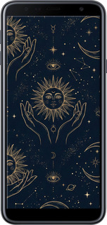 Силиконовый чехол Celestial Harmony: Sun & Moon Gold Mystic Pattern для Samsung Galaxy J4 Plus 2018 - 6778u-1594 изображение 