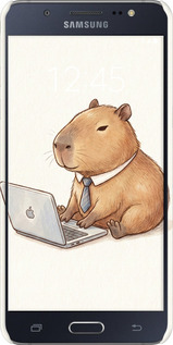 3D пластиковий матовий чехол Funny Capybara CEO Working для Samsung Galaxy J5 (2016) J510H - 6777m-264 изображение 