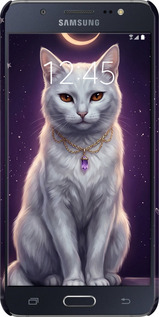 3D пластиковий матовий чехол Mystic White Cat Gothic Dark Purple Gold для Samsung Galaxy J5 (2016) J510H - 6805m-264 изображение 