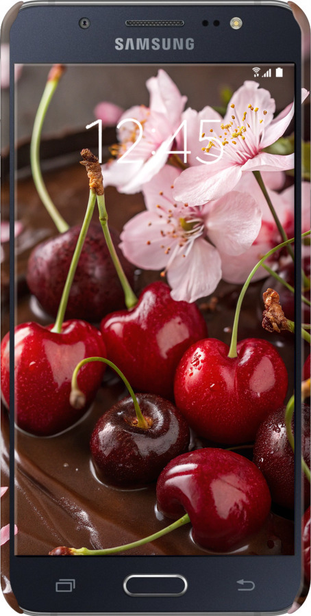 3D пластиковий матовий чехол Вишня у шоколаді для Samsung Galaxy J5 (2016) J510H - 6698m-264 изображение 