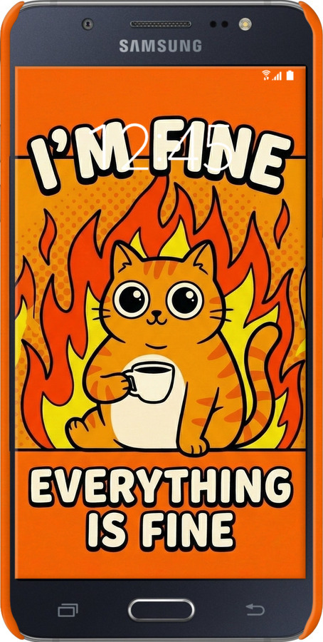 3D пластиковий матовий чехол Funny Cat для Samsung Galaxy J5 (2016) J510H - 6786m-264 изображение 