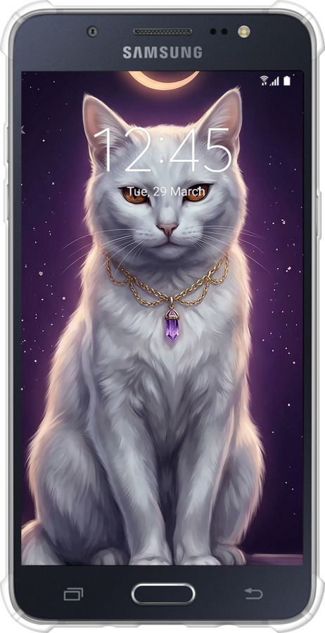 Силикон с усиленными углами чехол Mystic White Cat Gothic Dark Purple Gold для Samsung Galaxy J5 (2016) J510H - 6805sp-264 изображение 