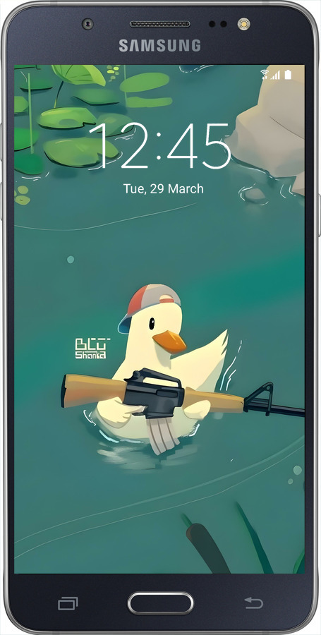 Силіконовий чехол Каченя з автоматом для Samsung Galaxy J5 (2016) J510H - 6356u-264 изображение 