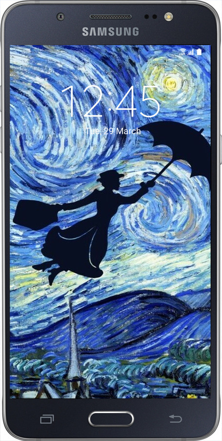 Силиконовый чехол С изображением Мэри Поппинс «Звездная ночь» для Samsung Galaxy J5 (2016) J510H - 6487u-264 изображение 