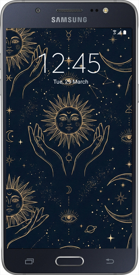 Силиконовый чехол Celestial Harmony: Sun & Moon Gold Mystic Pattern для Samsung Galaxy J5 (2016) J510H - 6778u-264 изображение 