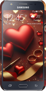 3D пластиковый глянцевый чехол Сердечки v3 для Samsung Galaxy J5 (2015) J500H - 5833c-100 изображение 