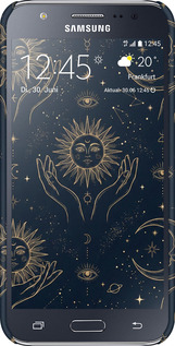 3D пластиковый глянцевый чехол Celestial Harmony: Sun & Moon Gold Mystic Pattern для Samsung Galaxy J5 (2015) J500H - 6778c-100 изображение 