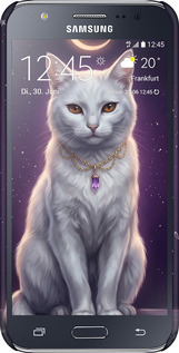 3D пластиковый глянцевый чехол Mystic White Cat Gothic Dark Purple Gold для Samsung Galaxy J5 (2015) J500H - 6805c-100 изображение 