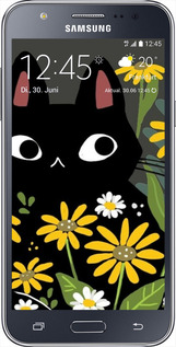 2D пластиковый чехол Черный кот с цветами для Samsung Galaxy J5 (2015) J500H - 6448t-100 изображение 