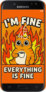 3D пластиковий матовий чехол Funny Cat для Samsung Galaxy J5 J530 (2017) - 6786m-795 изображение 