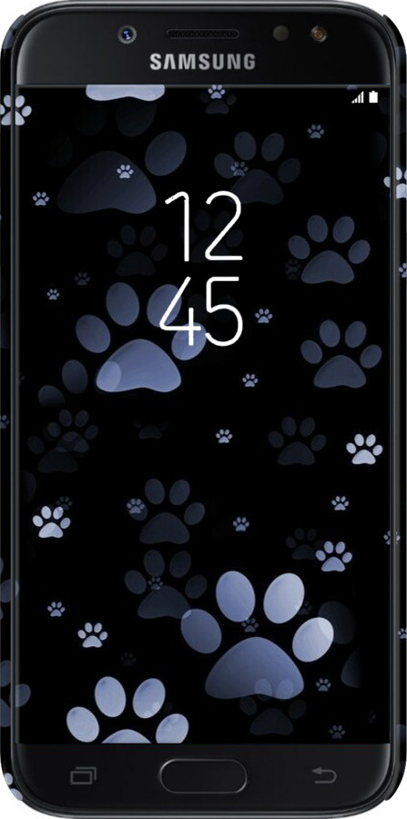 3D пластиковый матовый чехол С синими отпечатками лап для Samsung Galaxy J5 J530 (2017) - 6441m-795 изображение 