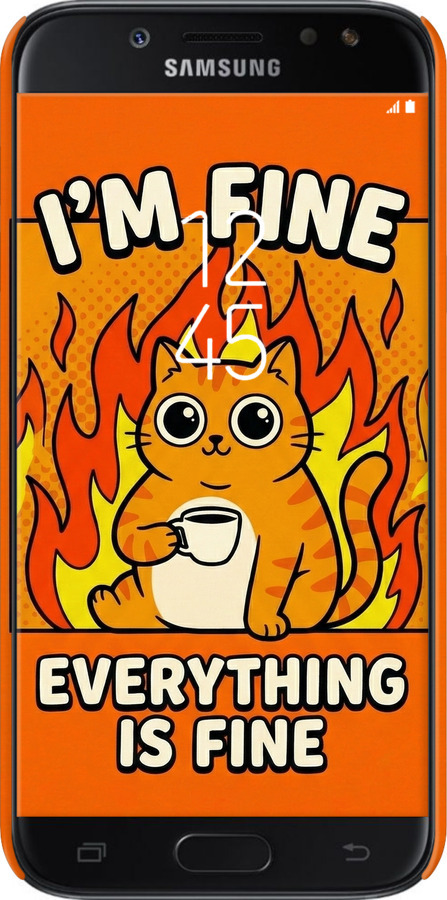 3D пластиковий матовий чехол Funny Cat для Samsung Galaxy J5 J530 (2017) - 6786m-795 изображение 