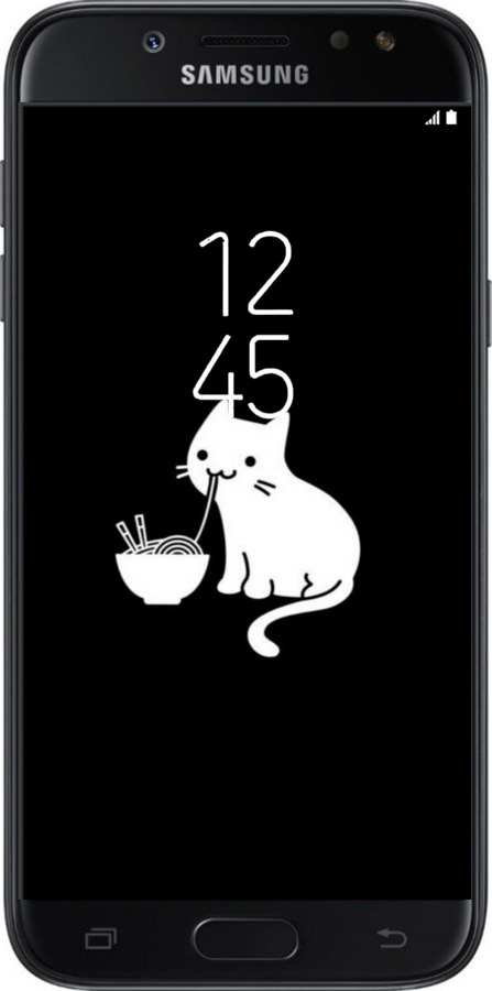 Силиконовый чехол С милым котом на черном фоне для Samsung Galaxy J5 J530 (2017) - 6528u-795 изображение 