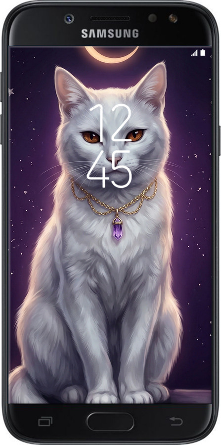 2D пластиковый чехол Mystic White Cat Gothic Dark Purple Gold для Samsung Galaxy J5 J530 (2017) - 6805t-795 изображение 