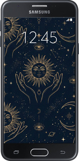 2D пластиковий чехол Celestial Harmony: Sun & Moon Gold Mystic Pattern для Samsung Galaxy J5 Prime - 6778t-465 изображение 
