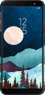 3D пластиковый матовый чехол Горная идиллия ночной пейзаж для Samsung Galaxy J6 2018 - 6488m-1486 изображение 