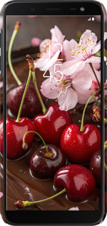3D пластиковый матовый чехол Вишня в шоколаде для Samsung Galaxy J6 2018 - 6698m-1486 изображение 