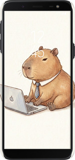 3D пластиковый матовый чехол Funny Capybara CEO Working для Samsung Galaxy J6 2018 - 6777m-1486 изображение 