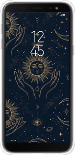 Силикон с усиленными углами чехол Celestial Harmony: Sun & Moon Gold Mystic Pattern для Samsung Galaxy J6 2018 - 6778sp-1486 изображение 